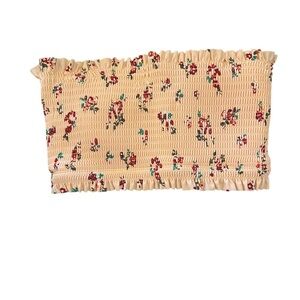 Xhileration Pink Floral Smocked Tube Top or Bikini top